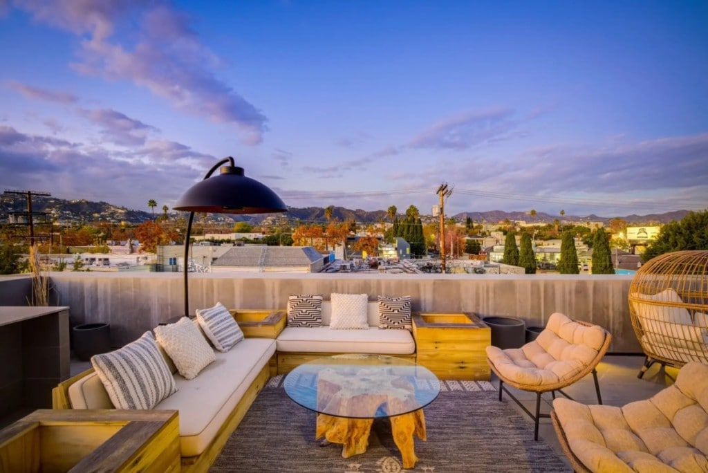 rooftop view of los angeles from beautiful home for sale 