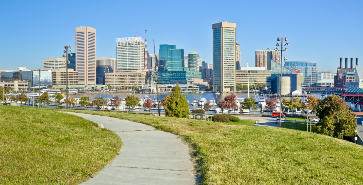 Panoramic image of Baltimore's Federal Hill. Getty