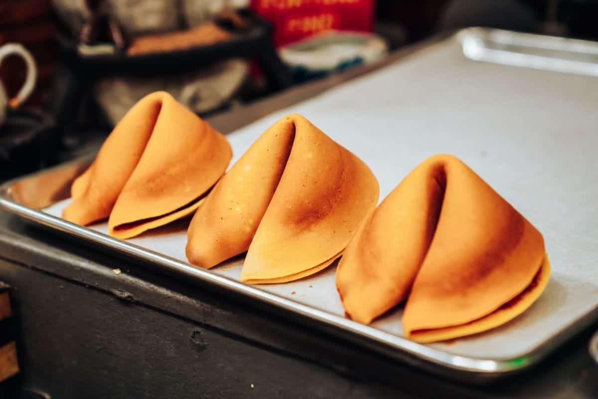fotune cookies on a tray