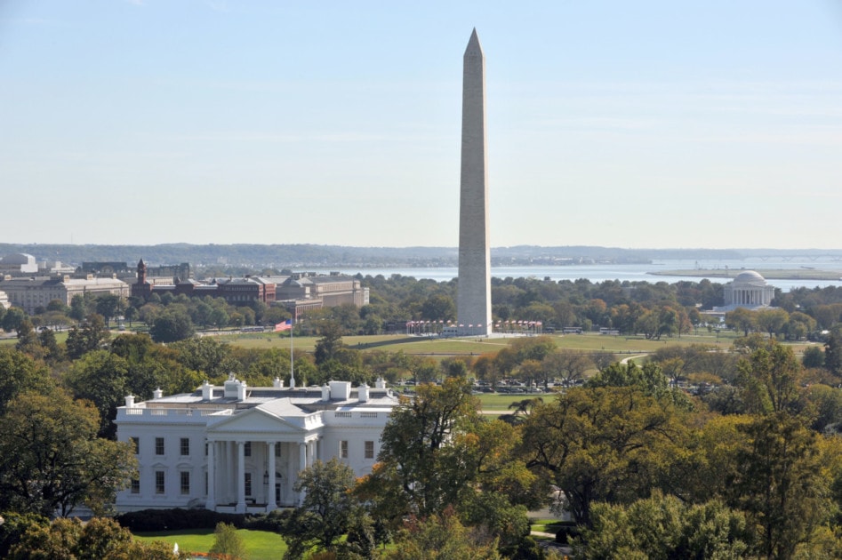 The White House and Washington monument