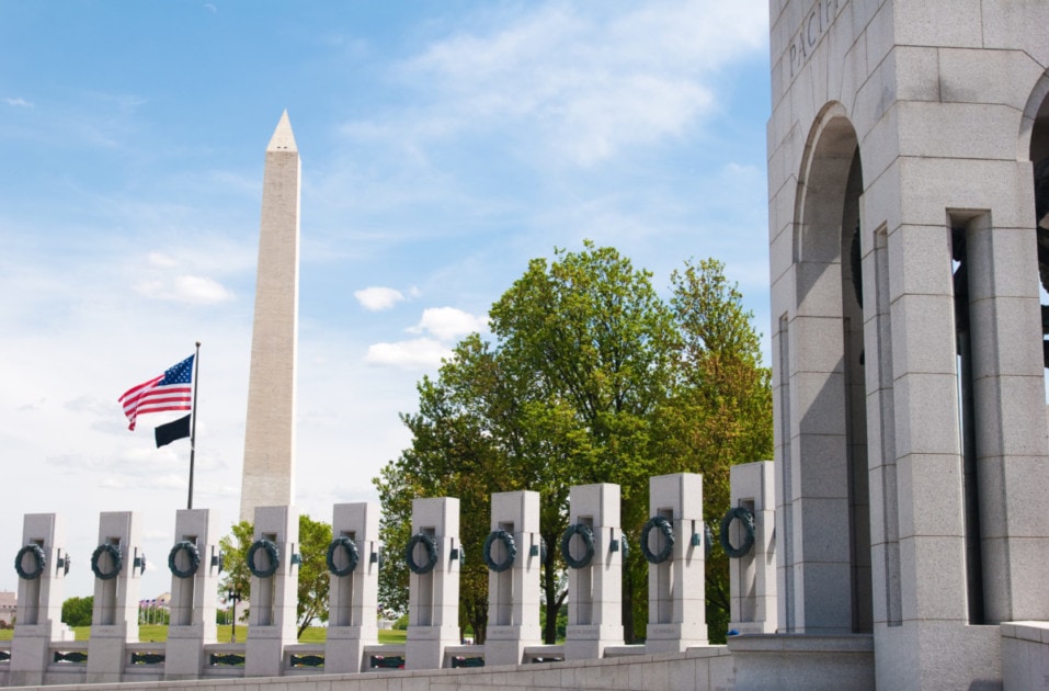 World War II Memorial and Washington monument