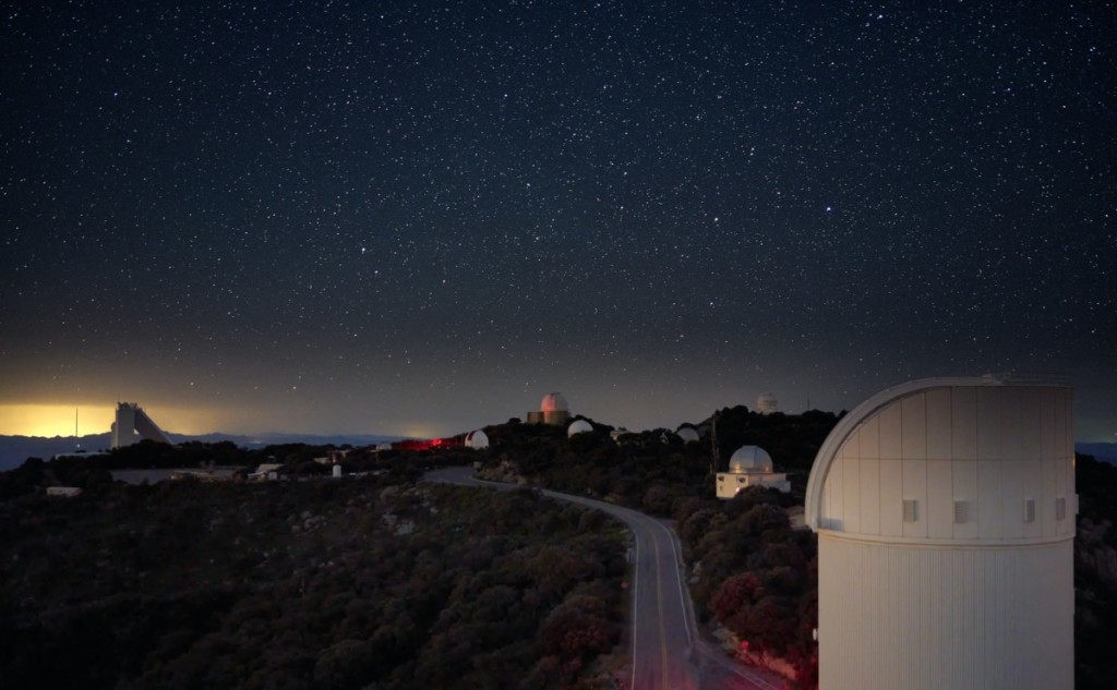 view of night sky at kitt peak observatory 