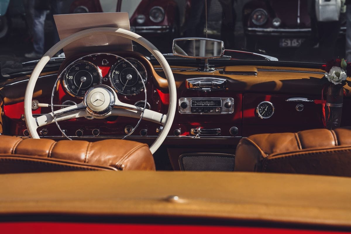 retro car with leather seats