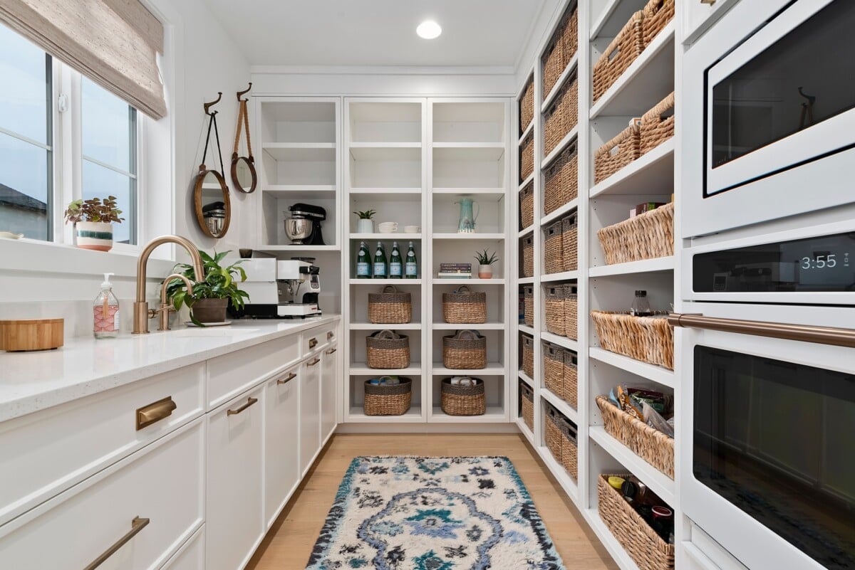 large organized pantry with sink