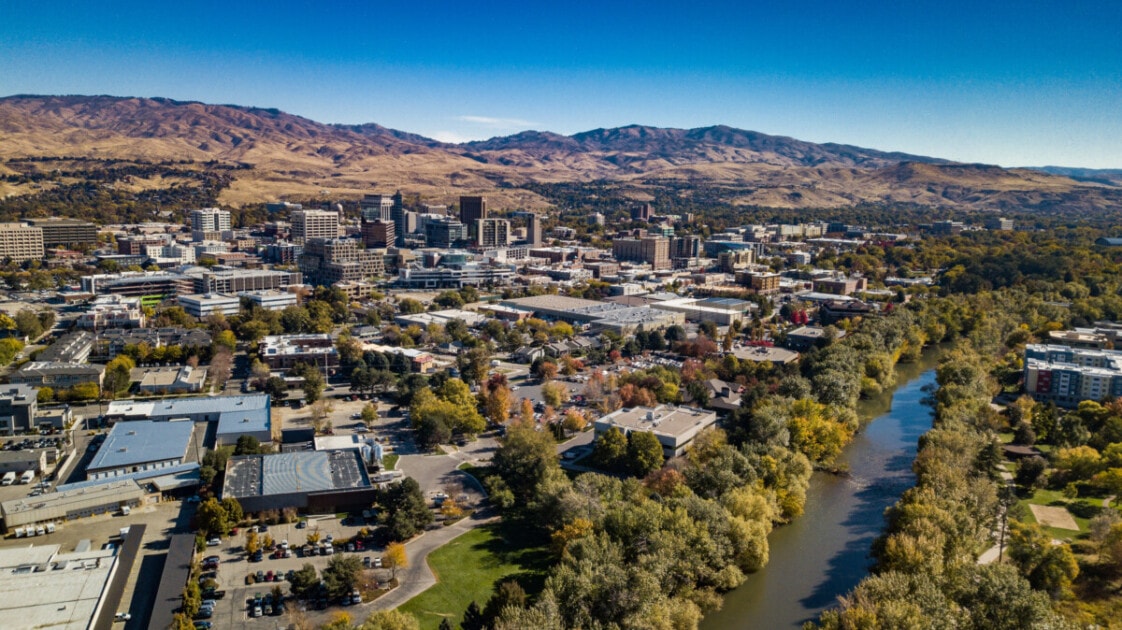 Aerial view of the Boise River Greenbelt