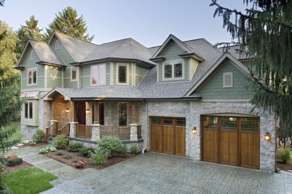 Custom built home in the forest with wood features