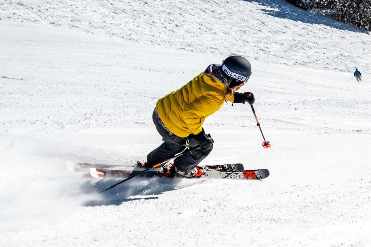 person skiing down a mountain