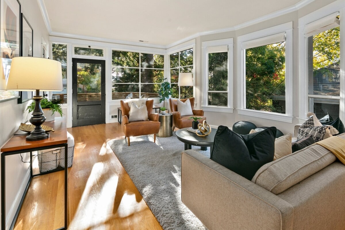 bright living room with large windows