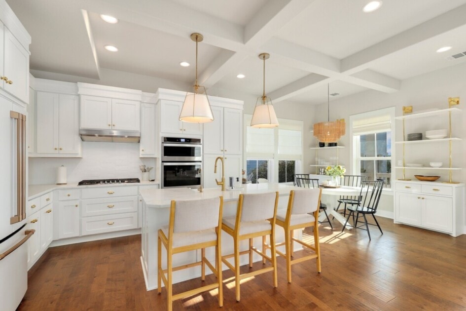 White kitchen with barstools