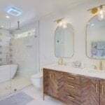 sleek bathroom gold finishes