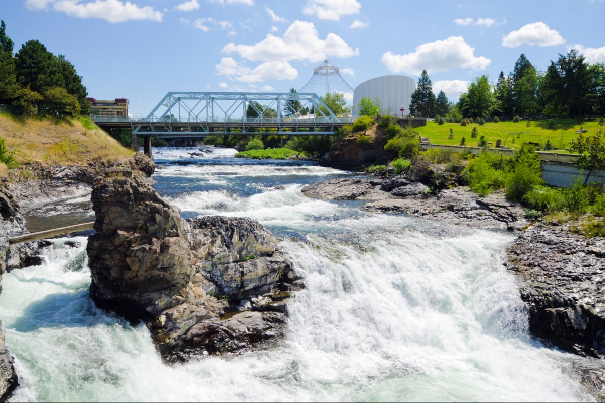 The Spokane River and waterfall