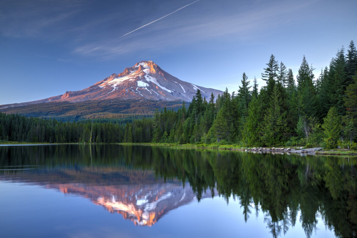 Mount Hood, Oregon reflected in Trillium Lake.