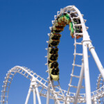 Roller coaster with clear blue sky