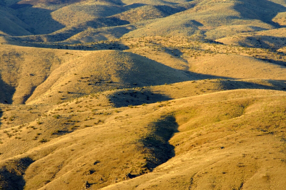Image of dry foothills of northwest US at time of sunset. Photo taken in Boise, ID.