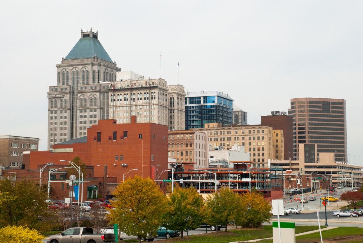 downtown greensboro northbound carolina skyline