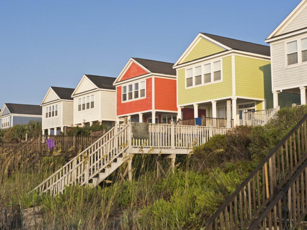 colorful homes along the beach in south carolina_Getty