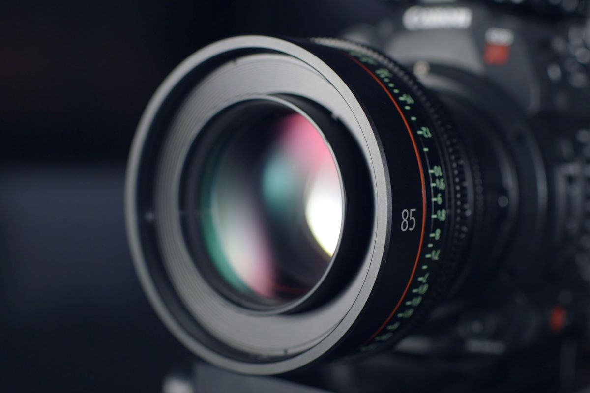 close up of a  camera lens
