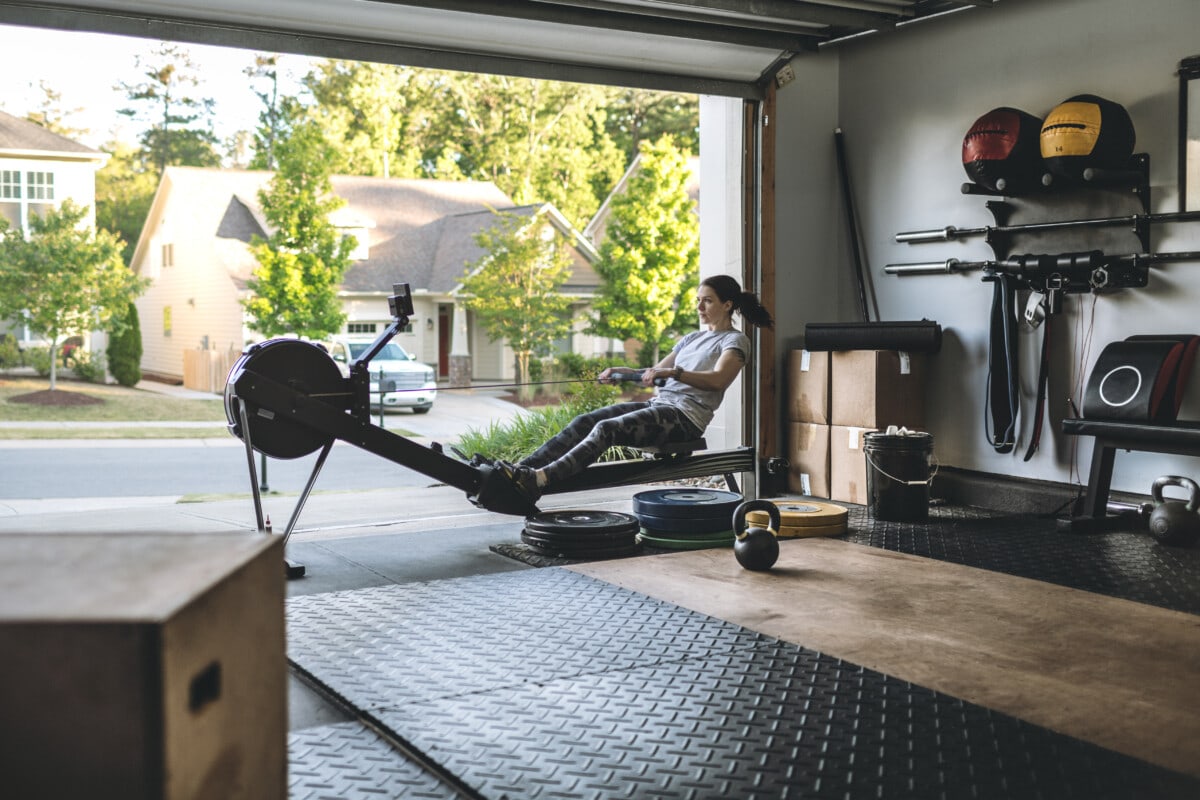 woman turned garage into a home gym 