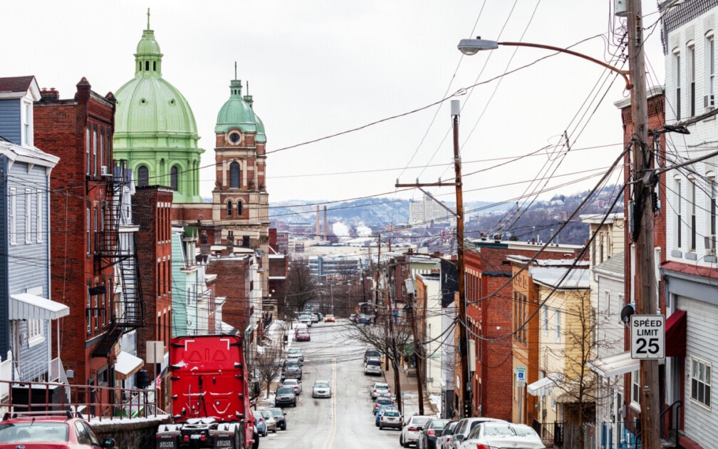Pittsburgh, Pennsylvania, USA - Typical street in Polish Hill district