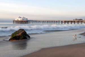 Malibu Beach Morning with pier successful  distance