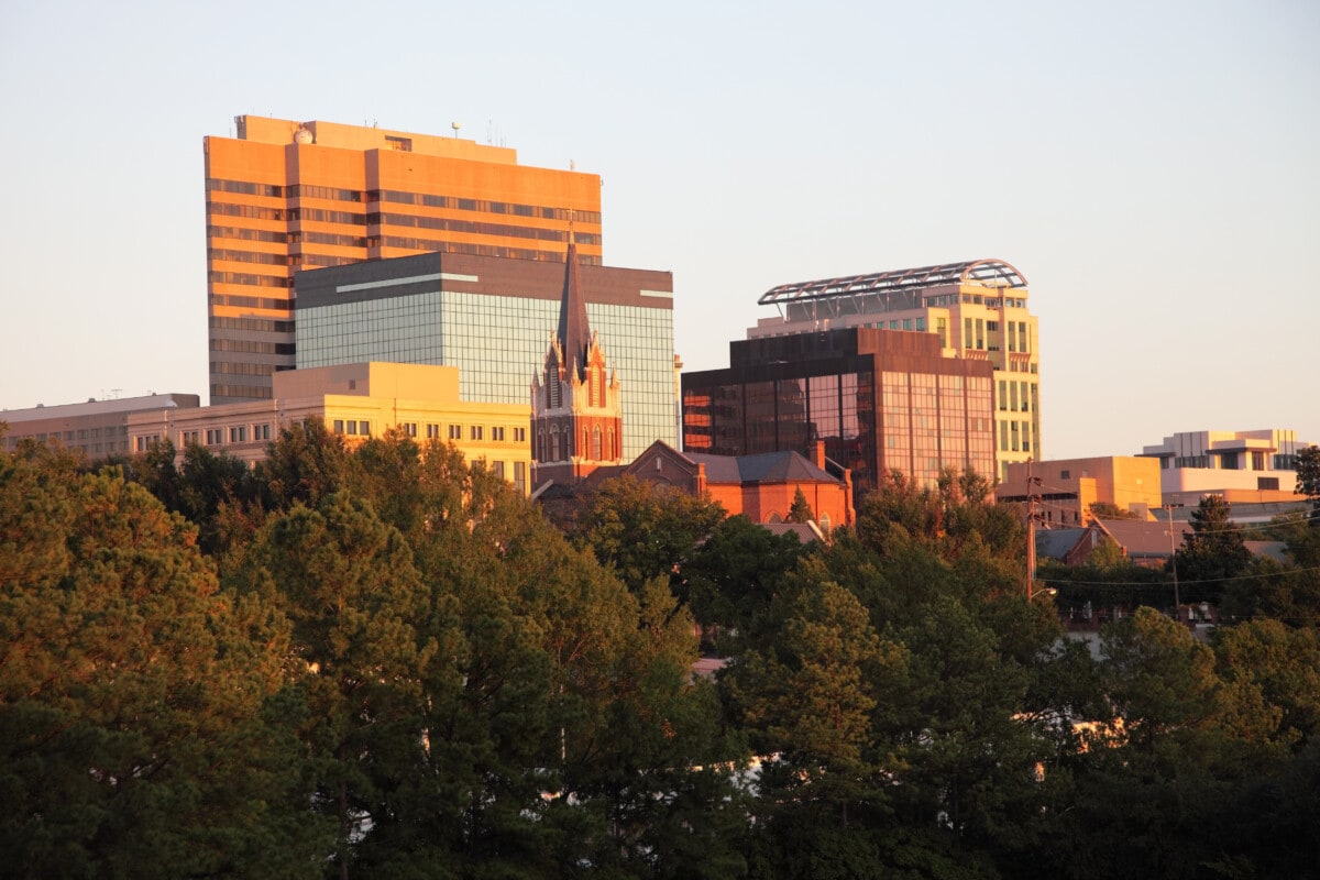 Soft light on the downtown buildings in Columbia, South Carolina