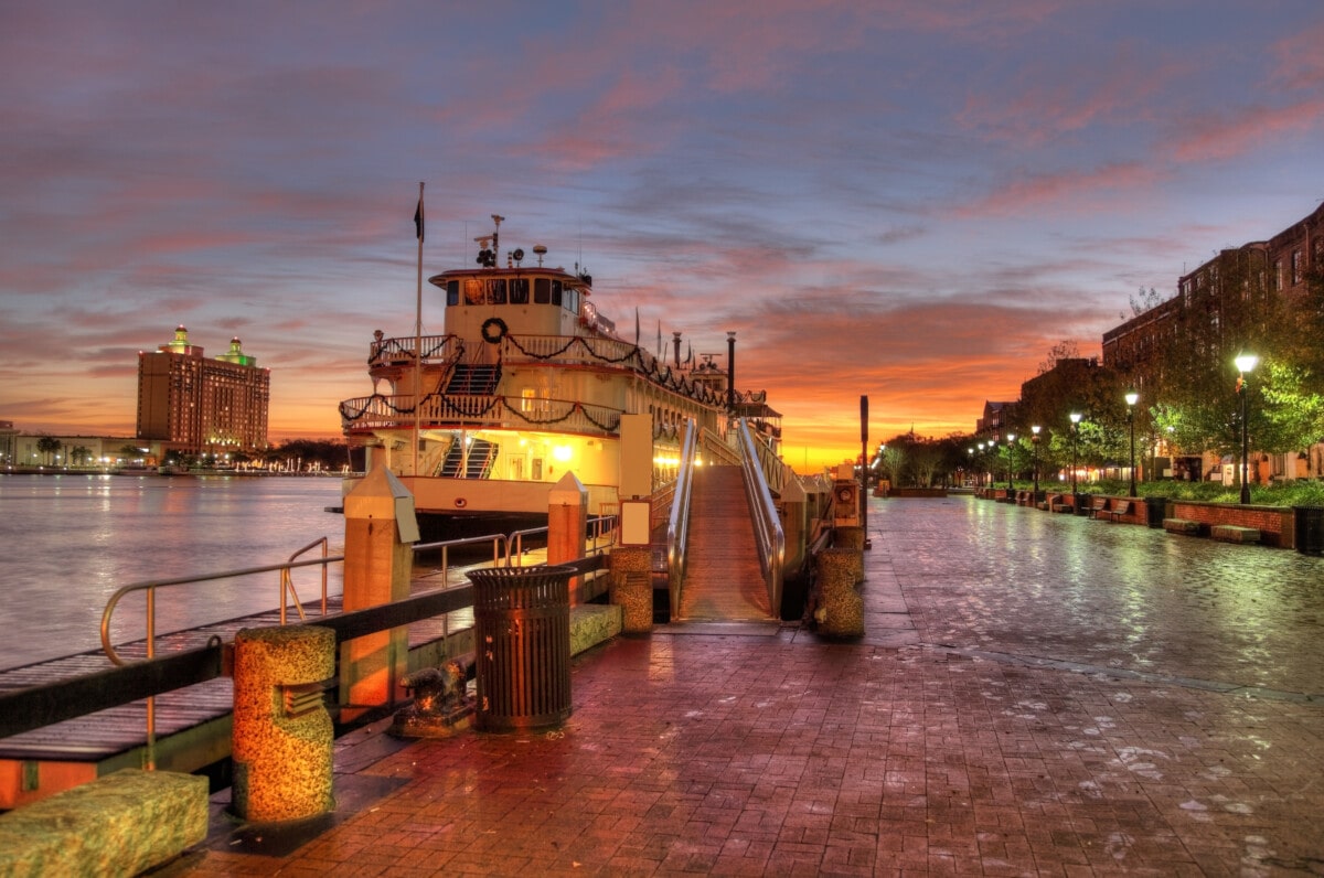 Savannah Waterfront with boat