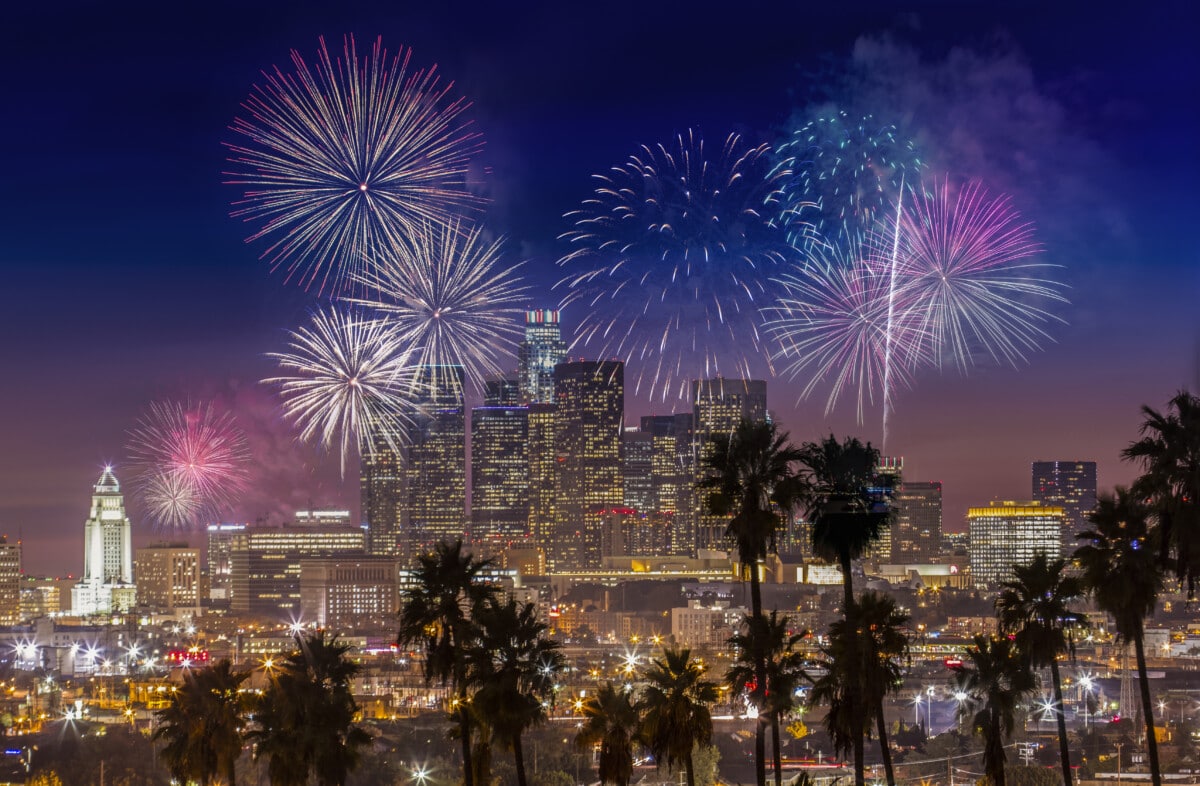 downtown los angeles Fireworks _ getty