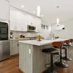 light fixtures sleek kitchen