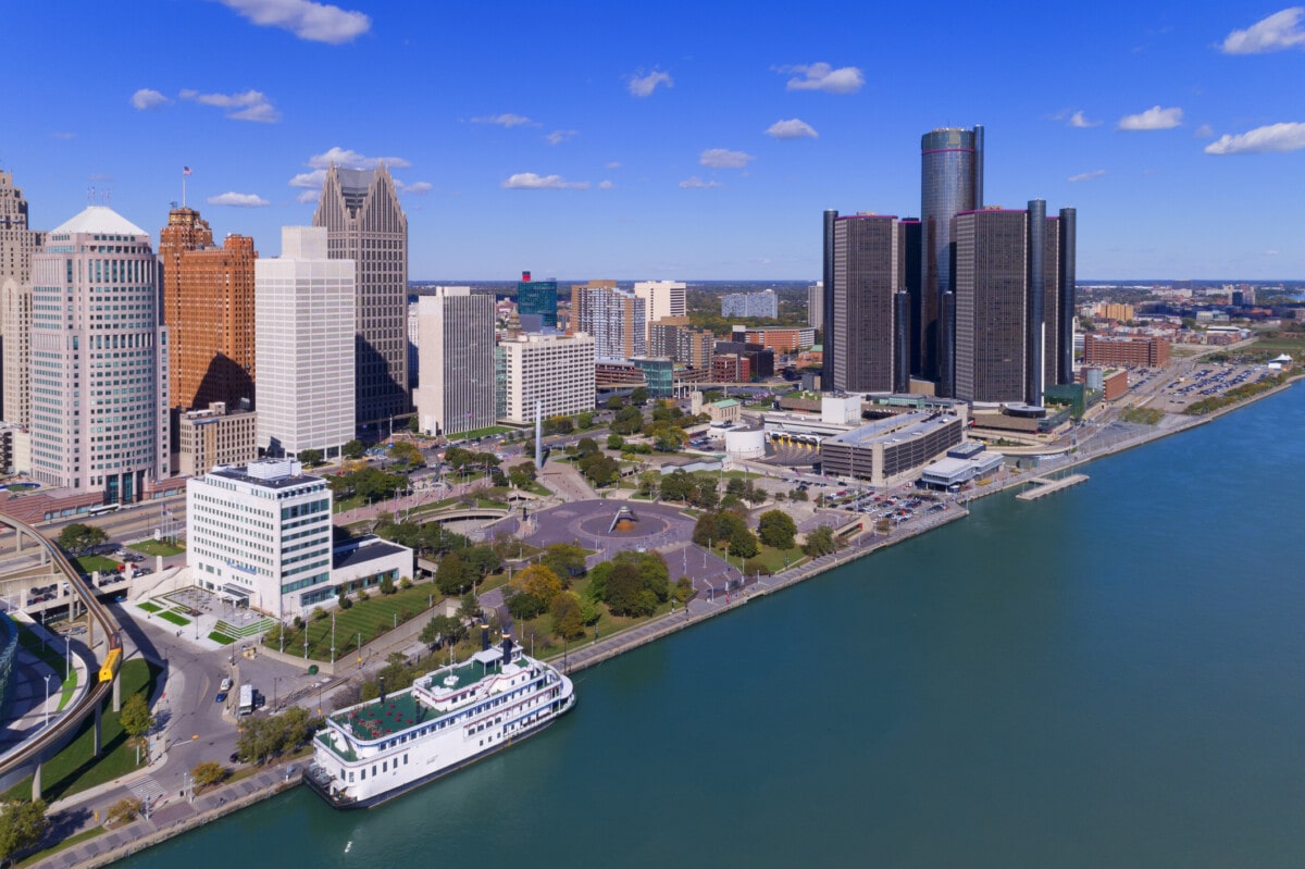 Detroit Aerial waterfront