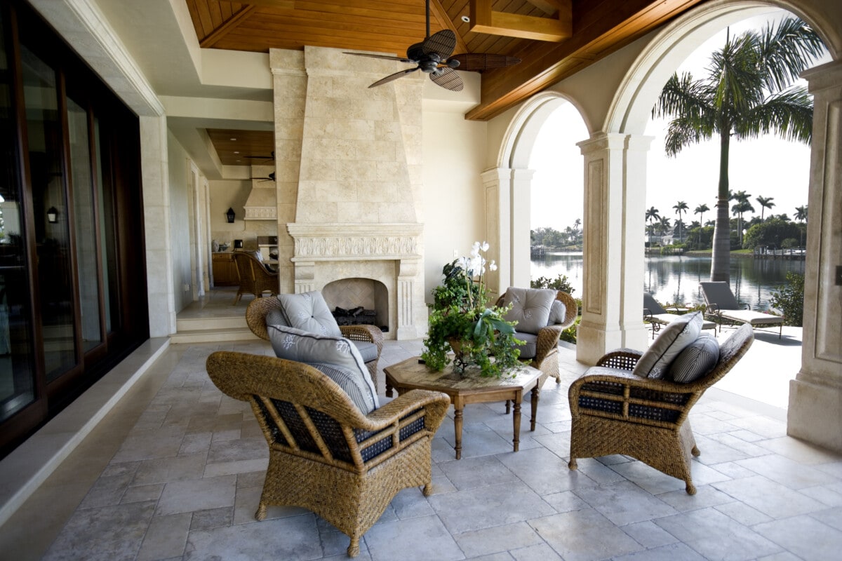 Beautiful Patio Furniture at Estate Home Overlooking Bay