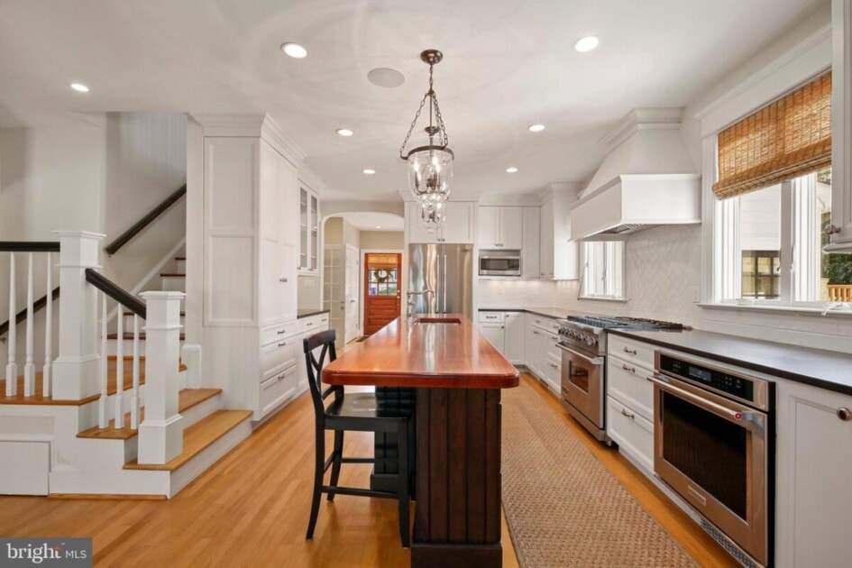 Expansive kitchen with high-end materials