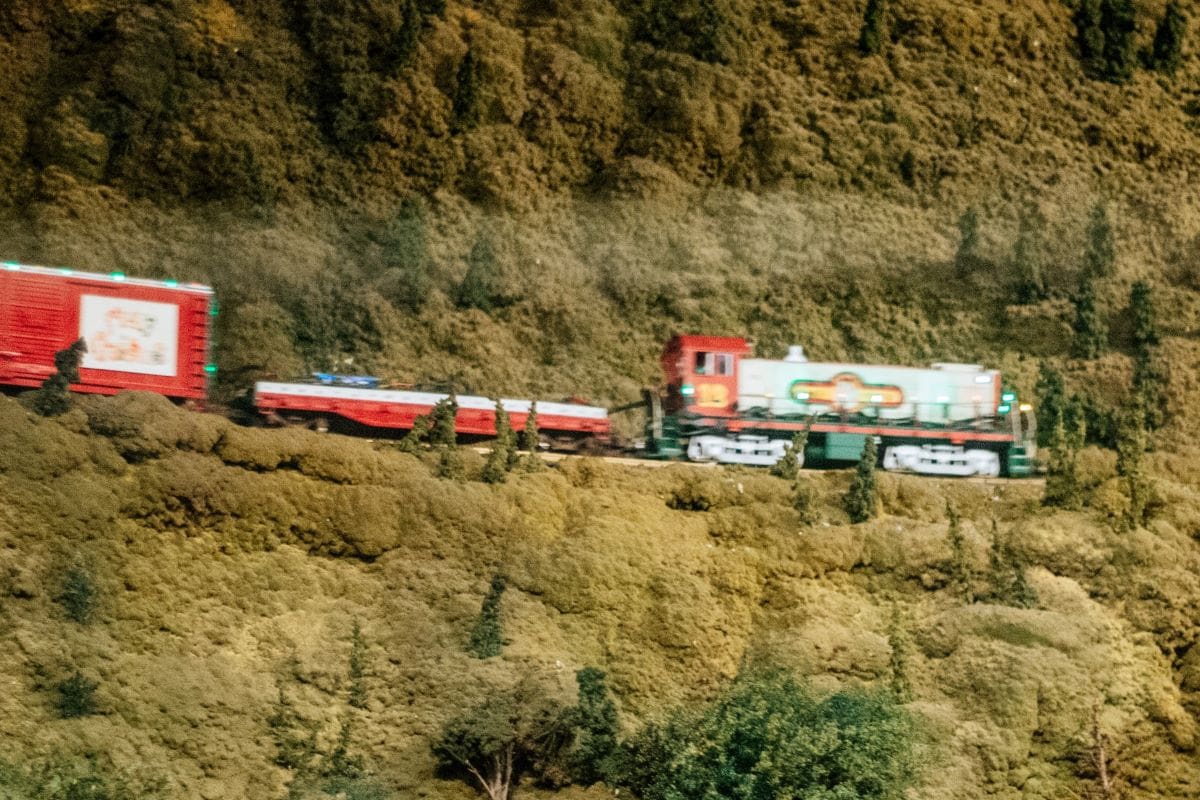 train moving through mountains in ohio
