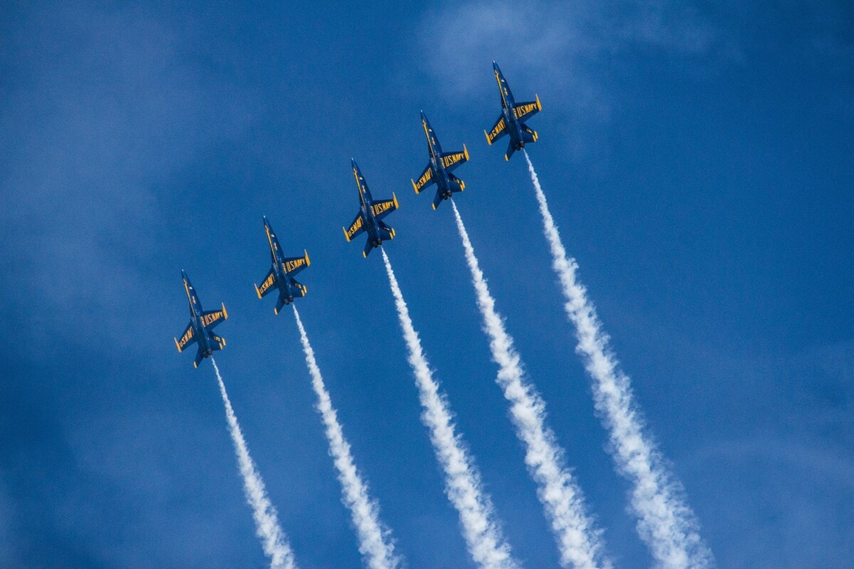 blue angels flying above