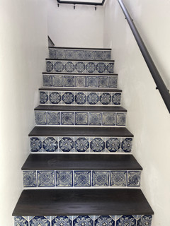 Steps tiled with Mediterranean patterns
