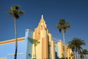 colorful painted Art Deco houses successful  Miami Florida USA