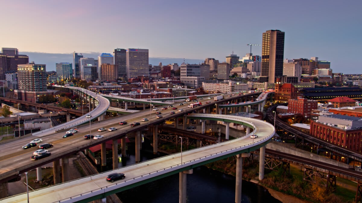 Twilight successful  Richmond, Virginia - Aerial 