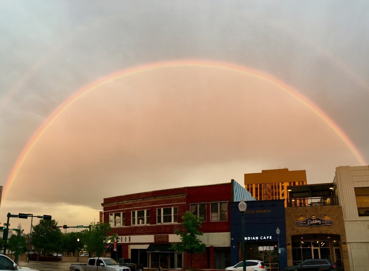 rainbow over austin street in waco texas