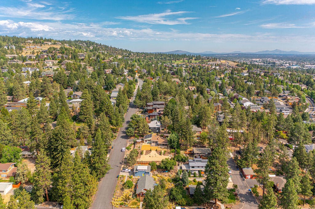 aerial view of small town in oregon