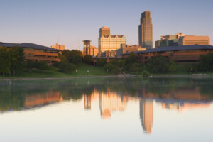 downtown omaha at dusk getty