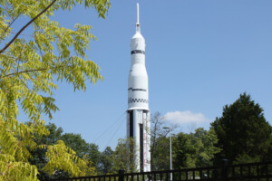 "A Saturn Program rocket connected  show  successful  Huntsville, Alabama."