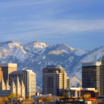 Salt Lake City with Snow Capped Mountain