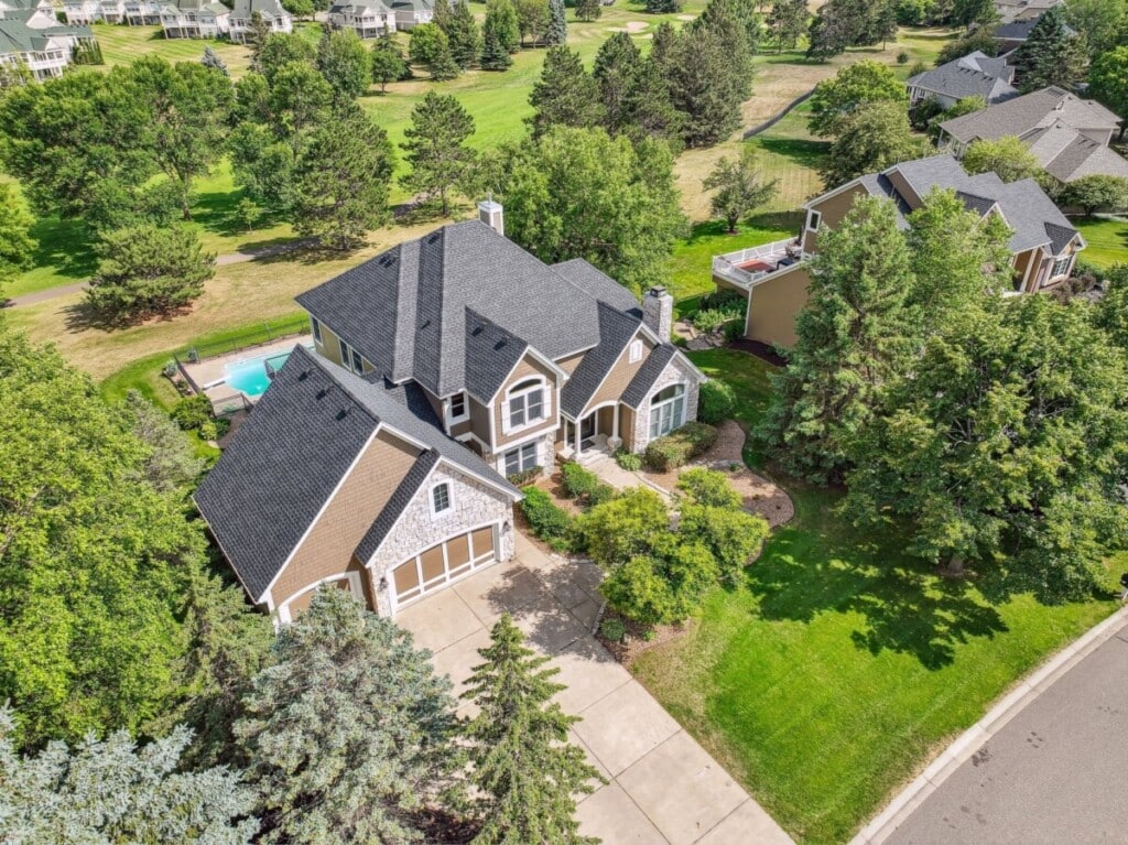 aerial view of large home in minnesota
