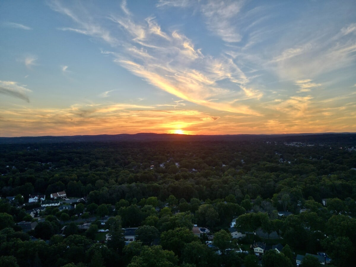 New Jersey suburban neighborhood at sunrise