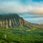 view of oahu in the middle of the island at sunrise_Getty