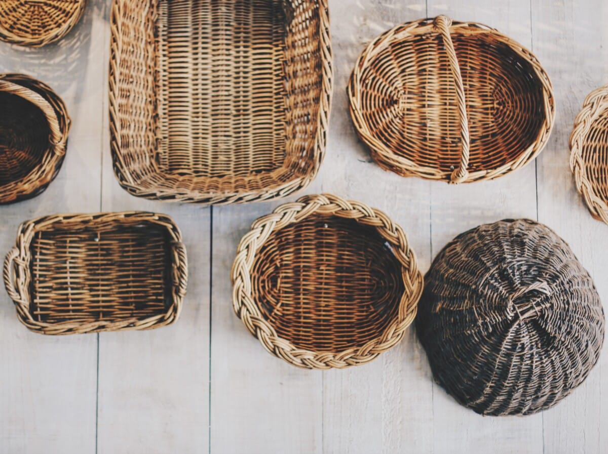 A collection of wicker baskets