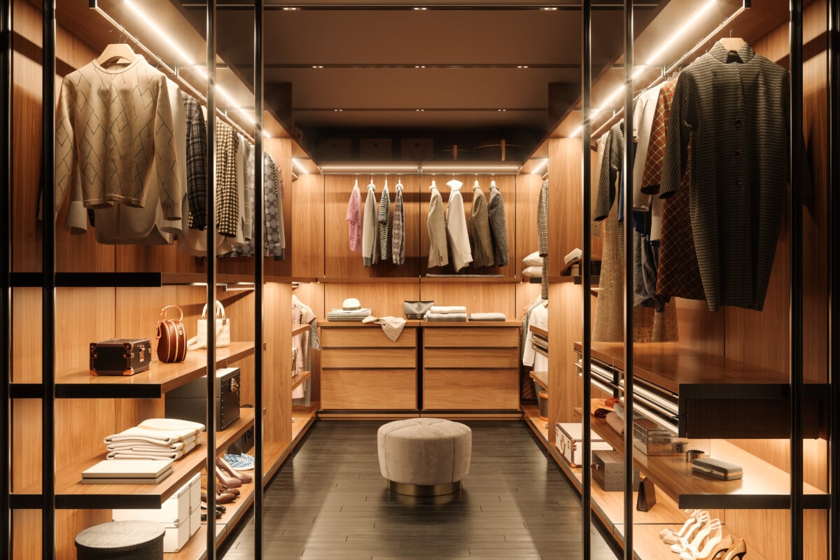 Spacious modern walk-in closet