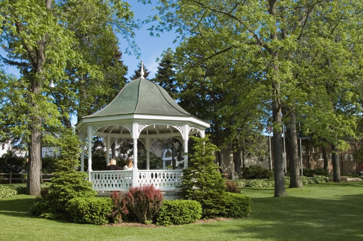 white gazebo successful  a tiny  municipality  park