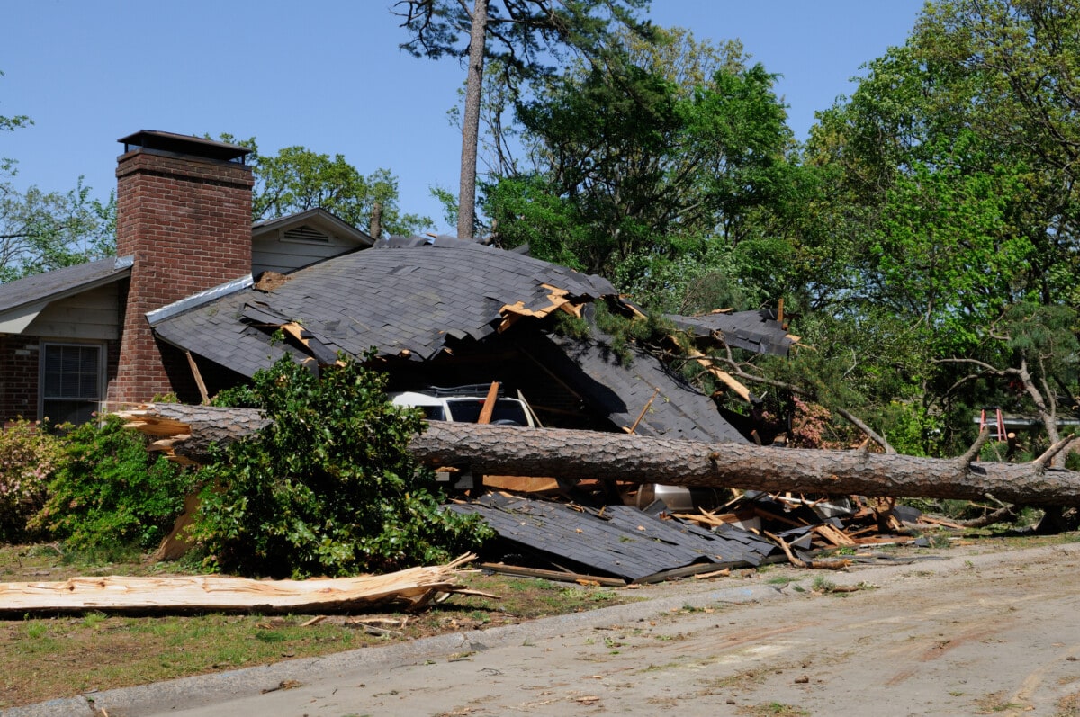 Tornado Damaged Home and Car in Arkansas