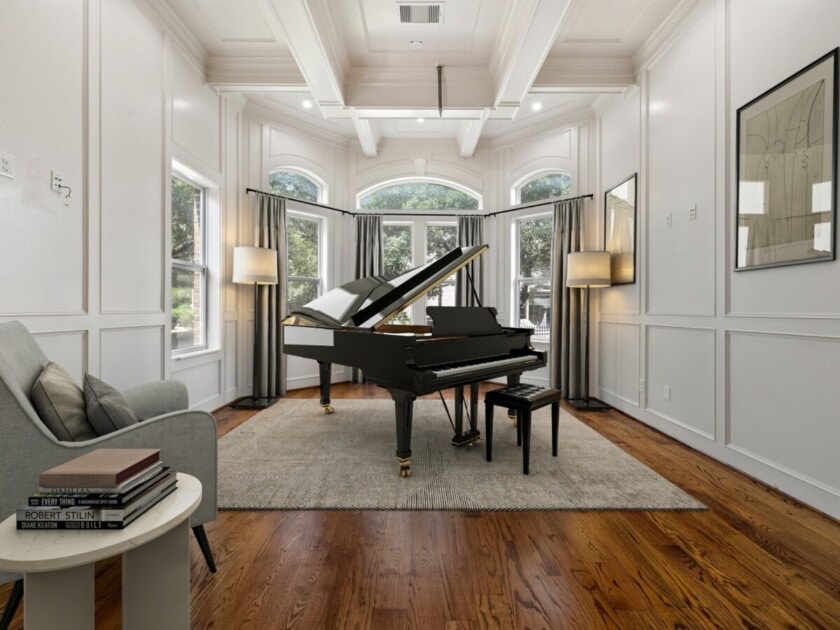 Redfin listing photo of a piano room in one of the most expensive homes for sale in Texas