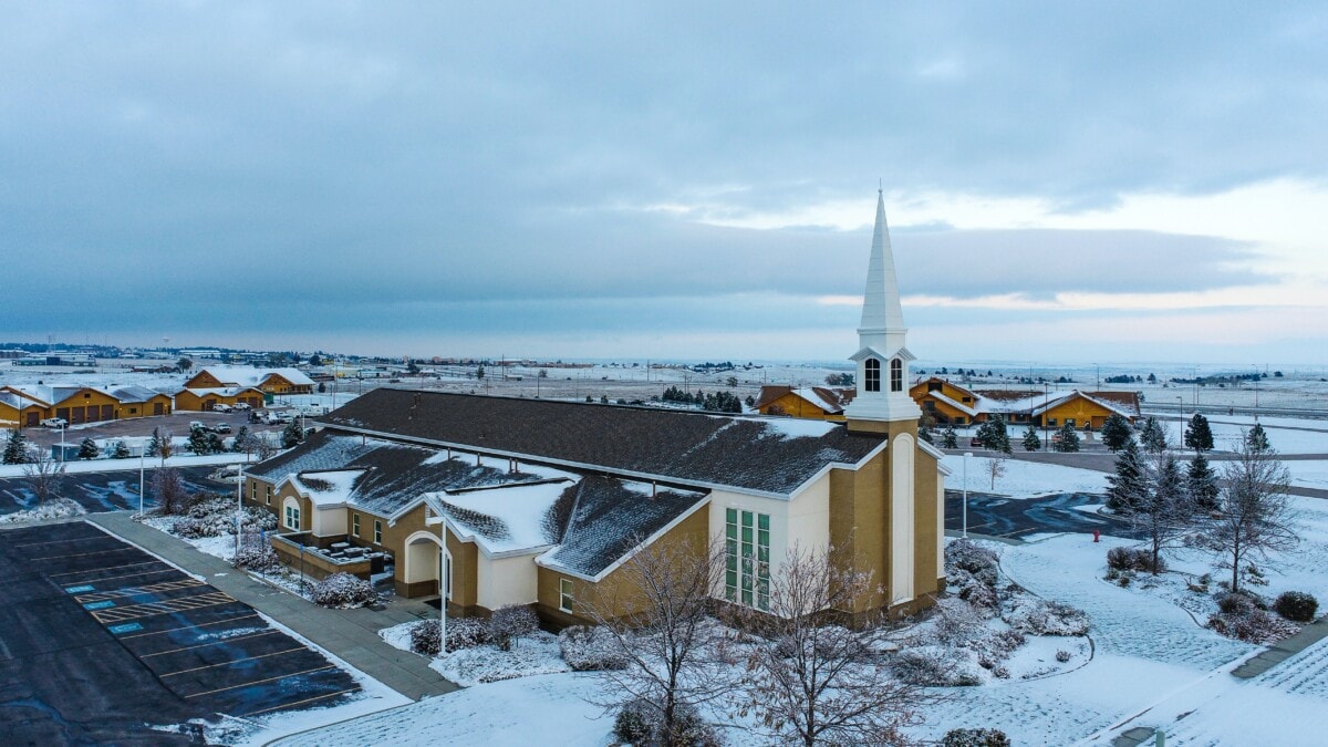 rapid city south dakota with church and snow